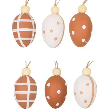 Velikonoční dekorace Vajíčka s korálkem plastová na zavěšení 4 cm, 6 ks v sáčku