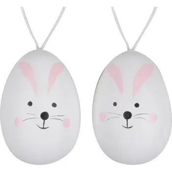 Vajíčko plastové na zavěšení zajíček 8 cm, 2 ks v sáčku