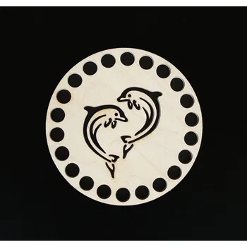 Dřevěné víko - kruh 10 cm, delfíni