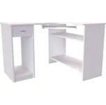 Rohový PC stolek LUKY levé, Dekor: Bílá