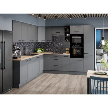 Kuchyňská linka NESSA antracit, rohová sestava B, 250 x 280 cm