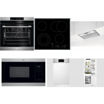 Set domácích spotřebičů AEG BSK782380M + AEG Mastery DirectTouch HK654070FB + AEG DGB3523S + AEG Mastery MSB2547D-M + AEG Mastery MaxiFlex FEE73517PM + AEG Mastery FlexiShelf SCE818D3LC