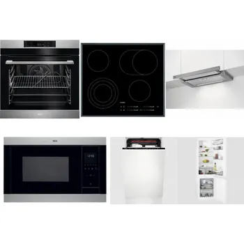 Set domácích spotřebičů AEG BPK742380M + AEG Mastery DirectTouch HK654070FB + AEG DPE5660M + AEG Mastery MSB2547D-M + AEG Mastery MaxiFlex FSE73507P + AEG Mastery NoFrost SCB618F6TS