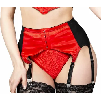 Dámské erotické punčochy podvazkový pás KILLSTAR - Scarlet Webutant Garter - Red - S