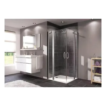 HÜPPE Trend 200 křídlové dveře pro sprchový kout do niky/s boční stěnou, stříbrná lesklá, čiré sklo s Anti-Plaque 100/200 cm