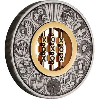 Stříbrná mince Tic Tac Toe (Piškvorky) Games Through The Ages 2 Oz 2022 Gilded Antique