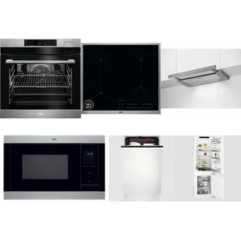 Set domácích spotřebičů AEG BSK792380M + AEG Mastery SenseBoil IAE64413XB + AEG DPE5660M + AEG Mastery MSB2547D-M + AEG Mastery MaxiFlex FSE73507P + AEG Mastery FlexiShelf SCE818D3LC