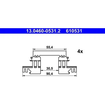 Autodíl Sada příslušenství, obložení kotoučové brzdy, , B4Y03329ZA, B4Y03329ZB, BHY33329Z, ATE, 13.0460-0531.2
