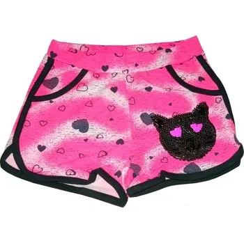 Dívčí kraťasy Dívčí kraťasy Kugo, (2048-1), s flitry - Kočička, vel. 140