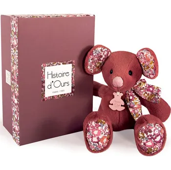 plyšák Doudou Histoire d´Ours Plyšová kamarádka tmavě růžová myška 25 cm