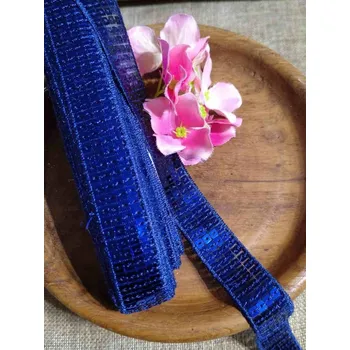 Krajka Flitrový prýmek šíře 22 mm 1,5 m barva modrá tmavá