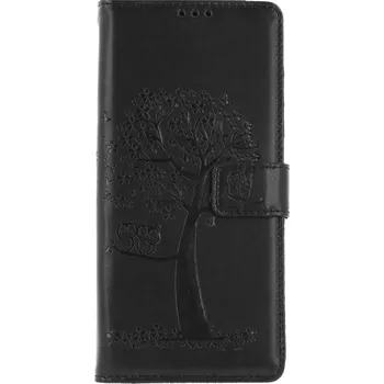 Pouzdro na mobilní telefon Pouzdro Samsung A14 5G knížkové Černý strom sovičky (kryt neboli obal na Samsung A14 5G)