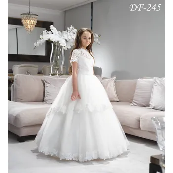 Dívčí šaty Princeznovské šaty pro malou družičku DF-245 Barva: ivory, Vybraná velikost: velikost 158