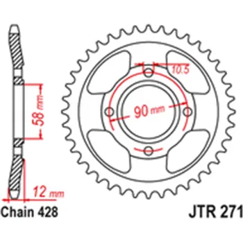 Řetězová sada pro motocykl Zadní rozeta Honda CLR 125 Cityfly 1998 - 2003 50 zubů