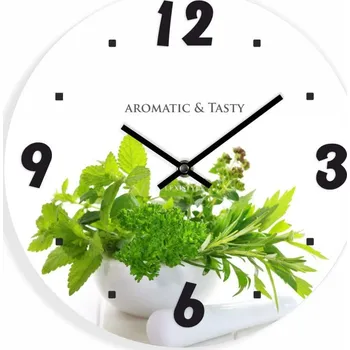 Hodiny Nástěnné kuchyňské hodiny s bylinkami
