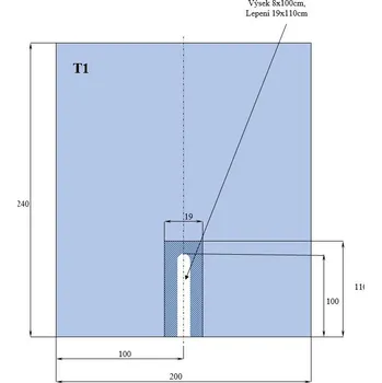 rouška U rouška 200x240cm, výřez 8x100cm