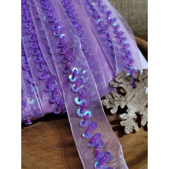 Flitrový prýmek na monofilu šíře 27 mm barva fialková