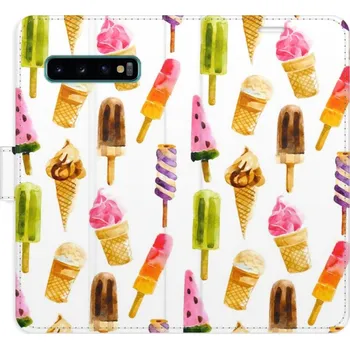 Pouzdro na mobilní telefon Flipové pouzdro iSaprio - Ice Cream Pattern - Samsung Galaxy S10
