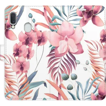 Pouzdro na mobilní telefon Flipové pouzdro iSaprio - Pink Flowers 02 - Samsung Galaxy A20e
