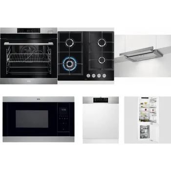Set domácích spotřebičů AEG BSK782380M + AEG Mastery SpeedBurner HKB64420NB + AEG DPE5660M + AEG Mastery MSB2547D-M + AEG FEE72706PM + AEG Mastery FlexiShelf SCE818D3LC