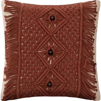 Bytový textil Atmosphera Dekorační polštářek s třásněmi Ali, makramé, korálky, 40 x 40 cm