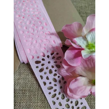 Stuha Rypsová stuha s výsekem květy šíře 40 mm růžová