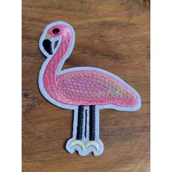 Textilní nažehlovací páska Nažehlovačka plameňák s flitry