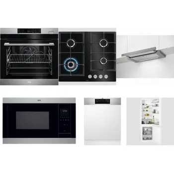 Set domácích spotřebičů AEG BSK782380M + AEG Mastery SpeedBurner HKB64420NB + AEG DPE5660M + AEG Mastery MSB2547D-M + AEG FEE72706PM + AEG Mastery NoFrost SCB618F6TS