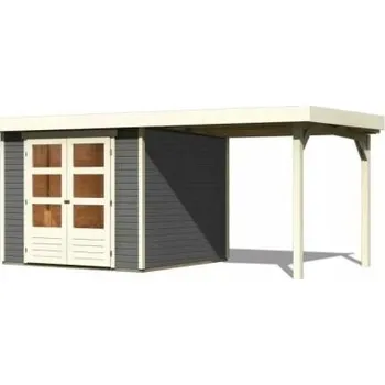 Zahrada dřevěný domek KARIBU ASKOLA 3,5 + přístavek 240 cm (9144) terragrau