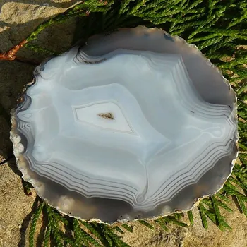 Achátový plátek-šedý