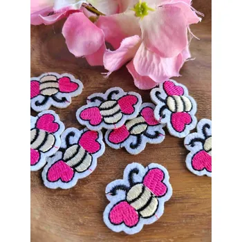 Textilní nažehlovací páska Mini nažehlovačka včela růžová