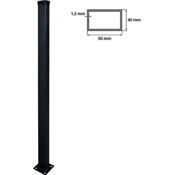 Plotový sloupek Sloupek 60x40mm s patkou ZnPVC 1800mm černá matná