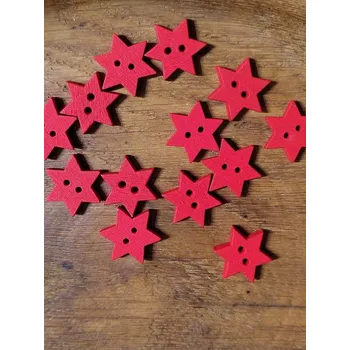 Knoflík Dřevěný knoflík červená hvězda