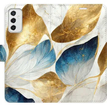 Pouzdro na mobilní telefon Flipové pouzdro iSaprio - GoldBlue Leaves - Samsung Galaxy M52 5G