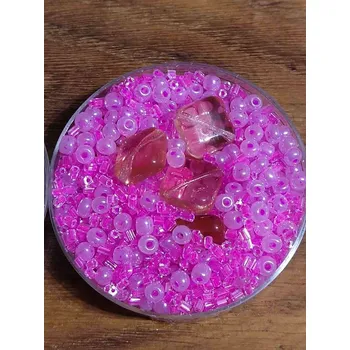 Korálek Korálky skleněné směs 30g růžové