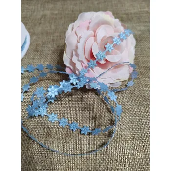 Krajka Saténový prýmek šíře 7 mm květ světle modrý