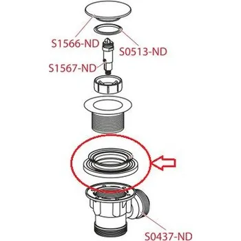 Sifon Alcadrain Náhradní těsnění vanového automatu, zvýšené, S1546-ND