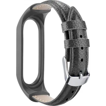 Příslušenství k chytrým hodinkám Kožený řemínek Mi band 3/4/5/6 Šedá