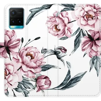 Pouzdro na mobilní telefon Flipové pouzdro iSaprio - Pink Flowers - Vivo Y21 / Y21s / Y33s
