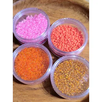 Korálek Korálky skleněné 4 x 30 g oranžovo růžové odstíny č.2