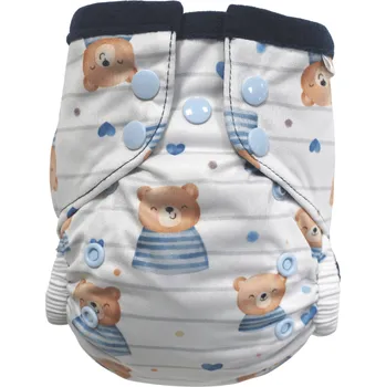 Plenkové kalhoty Breberky Kapsová plenka (S), bez křidélek - Medvěd námořník PAT