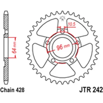 Řetězová sada pro motocykl Zadní rozeta Ocelová JTR242 53 zubů