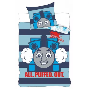 Povlečení Dětské povlečení Mašinka Tomáš pruhy 140x200