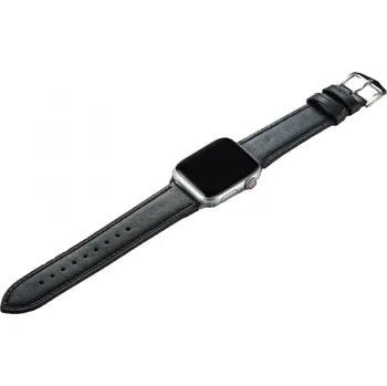 Ostatní příslušenství k chytrým hodinkám Kožený řemínek hladký na Apple watch 42/44/45/49 Černá