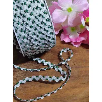 Krajka Hadovka ozdobná ozdobná šíře 4 mm bílo zelená