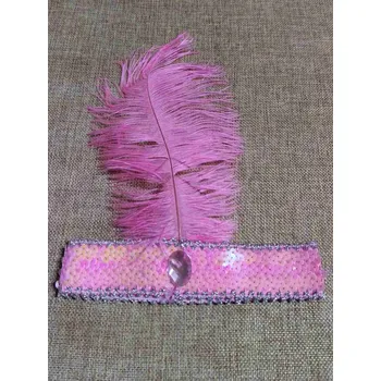 Karnevalový doplněk Karnevalová čelenka flitrová s peřím retro růžová