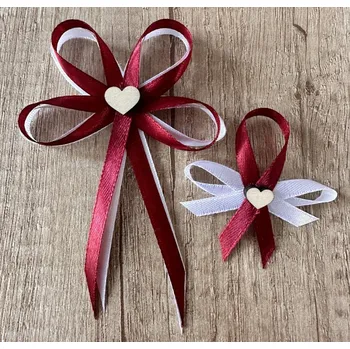 Svatební dekorace Svatební vývazek s perleťovým srdíčkem - bílá - malý