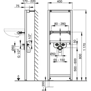 Alcaplast A104/1200 Montážní rám pro umyvadlo