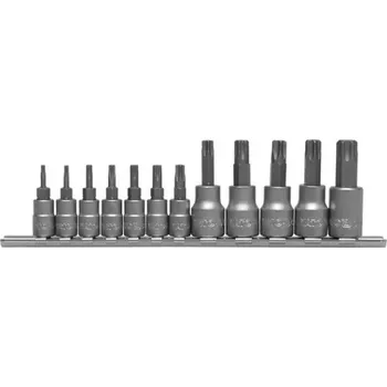 Sada nářadí Sada bitů 1/4", 3/8" 12 ks T8-T55 torx s otvorem