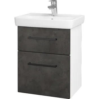 Koupelnový nábytek Dřevojas Koupelnová skříňka GO SZZ2 50 - N01 Bílá lesk / Úchytka T06 / D16 Beton tmavý